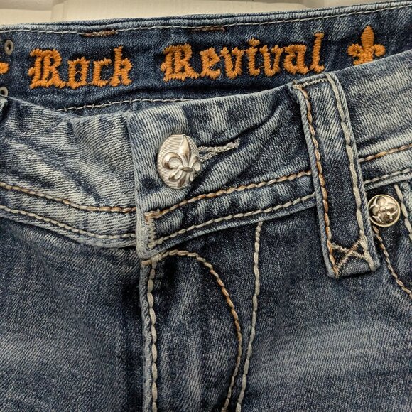 Rock Revival Women's Distressed Blue Skinny Jeans Size 30 - Picture 5 of 15